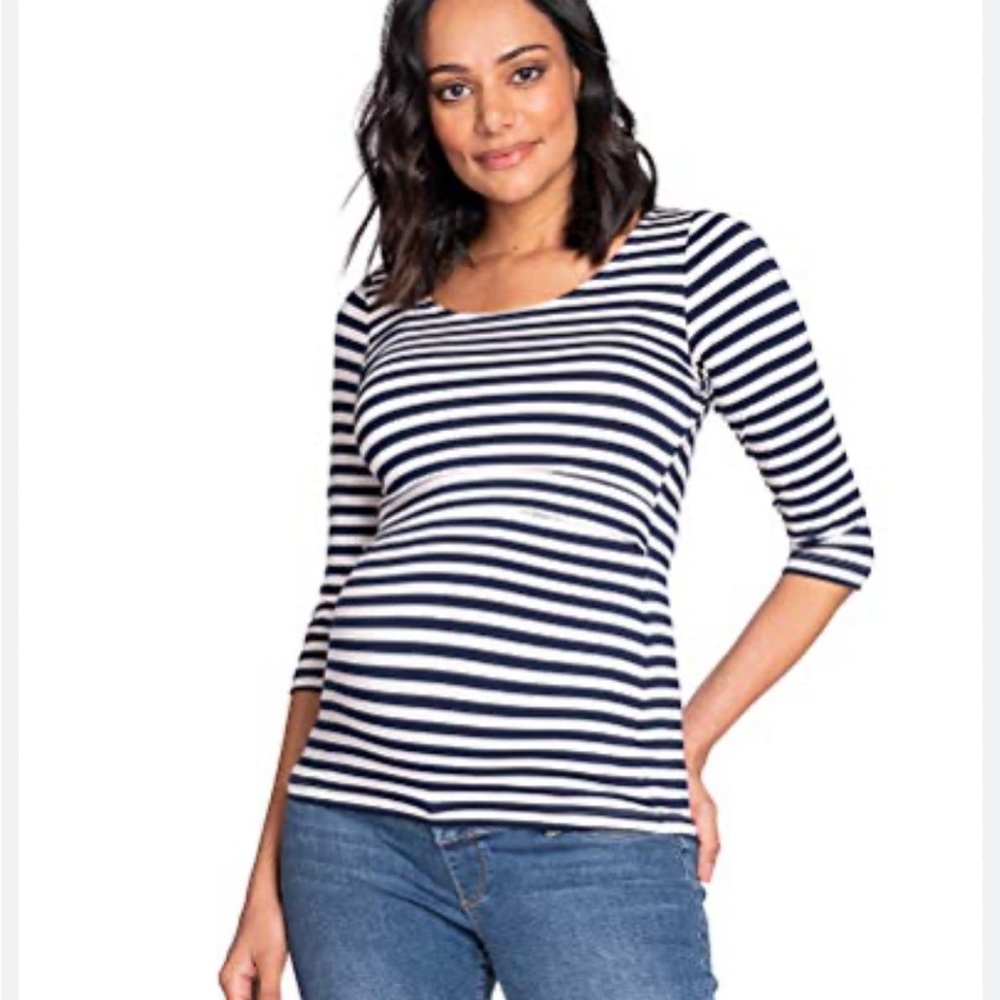 Seraphine stripe maternity to nursing top XS
